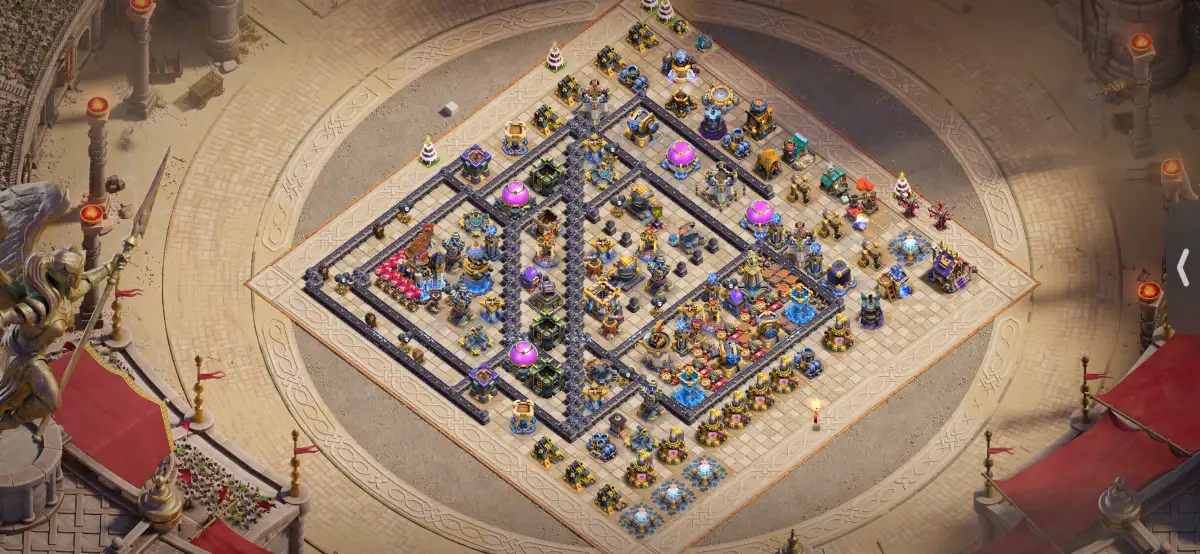 TH18 War Base with Offset Town Hall and Split Core
