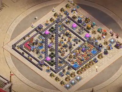 Layout TH18 War Base with Offset Town Hall and Split Core