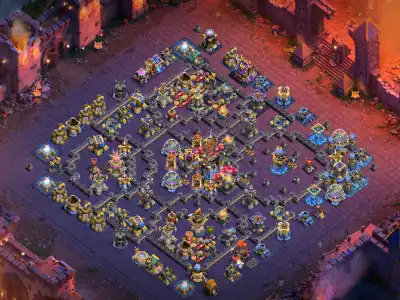 Layout TH18 War Base Anti 2 Star Ring Layout with Copy Link