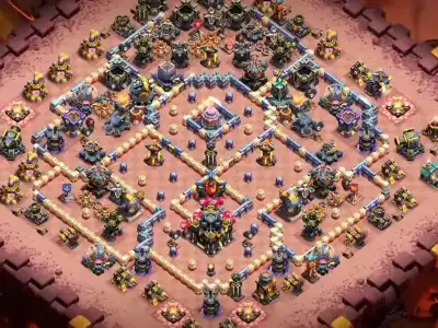 Layout TH17 War Base Anti 2 Star Ring Style Copy Link