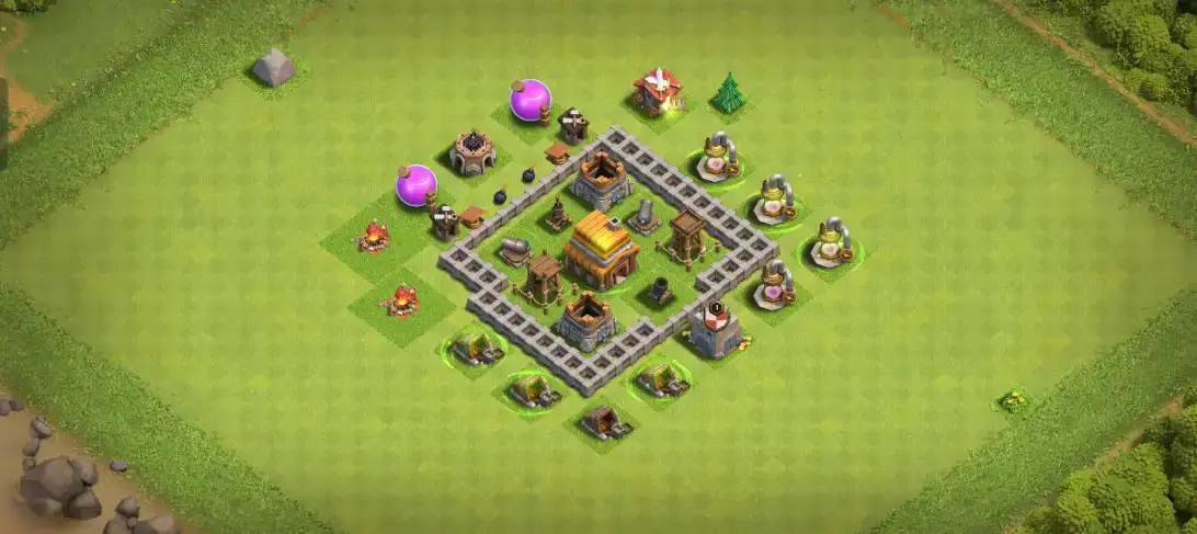 High-Performance TH4 Defense Coc Layout | Level 4 basic Layout
