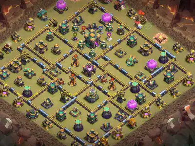 Layout TH14 War Base Layout for Clash of Clans Anti 2 Star
