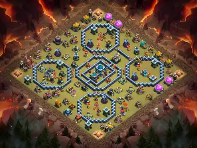 Layout TH13 War Base Anti 2 Star Ring | Clash of Clans Copy