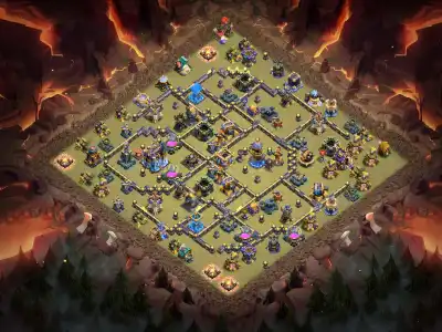 Layout TH18 War Base Anti 3 Star Ring Style Copy Layout