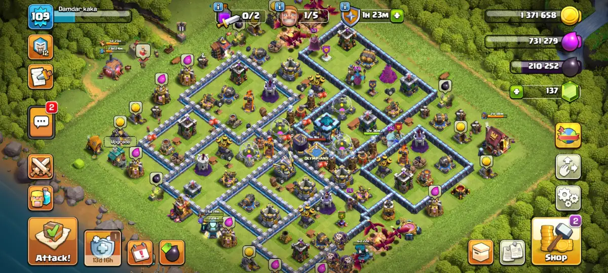 TH13 Anti 2 Star COC Base Layout with Protected Town Hall
