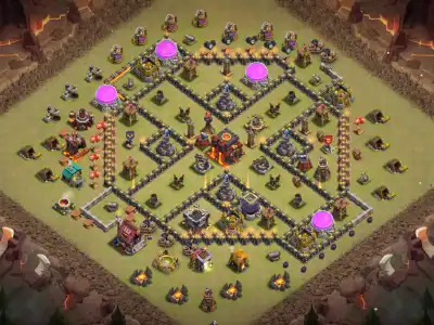 Layout TH10 War Hybrid Base Anti Air Dragon Layout with Copy Link