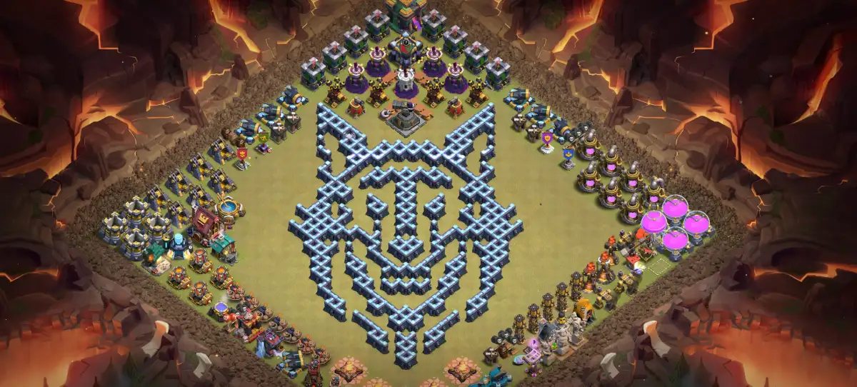 TH14 Troll Base Layout with Skull Art Copy Link