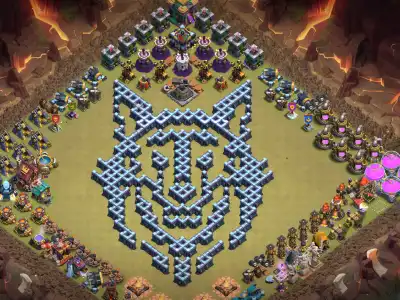 Layout TH14 Troll Base Layout with Skull Art Copy Link