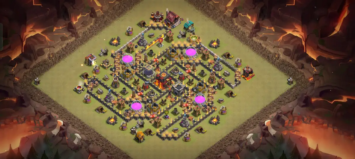 TH10 War Base Anti 3 Star Hybrid Layout with Copy Link
