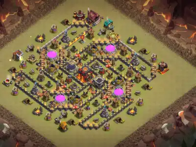 Layout TH10 War Base Anti 3 Star Hybrid Layout with Copy Link