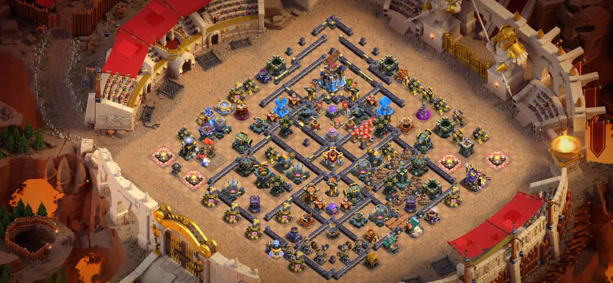 TH18 War Base with Offset Town Hall and Split Core