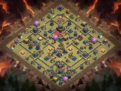 Layout TH17 War Base Anti 3 Star Layout with Tough Core Pathing