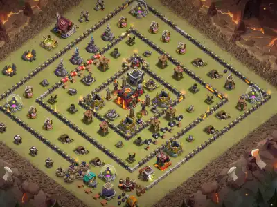 Layout TH10 Anti 3 Star War Base Layout with Strong Core Pathing