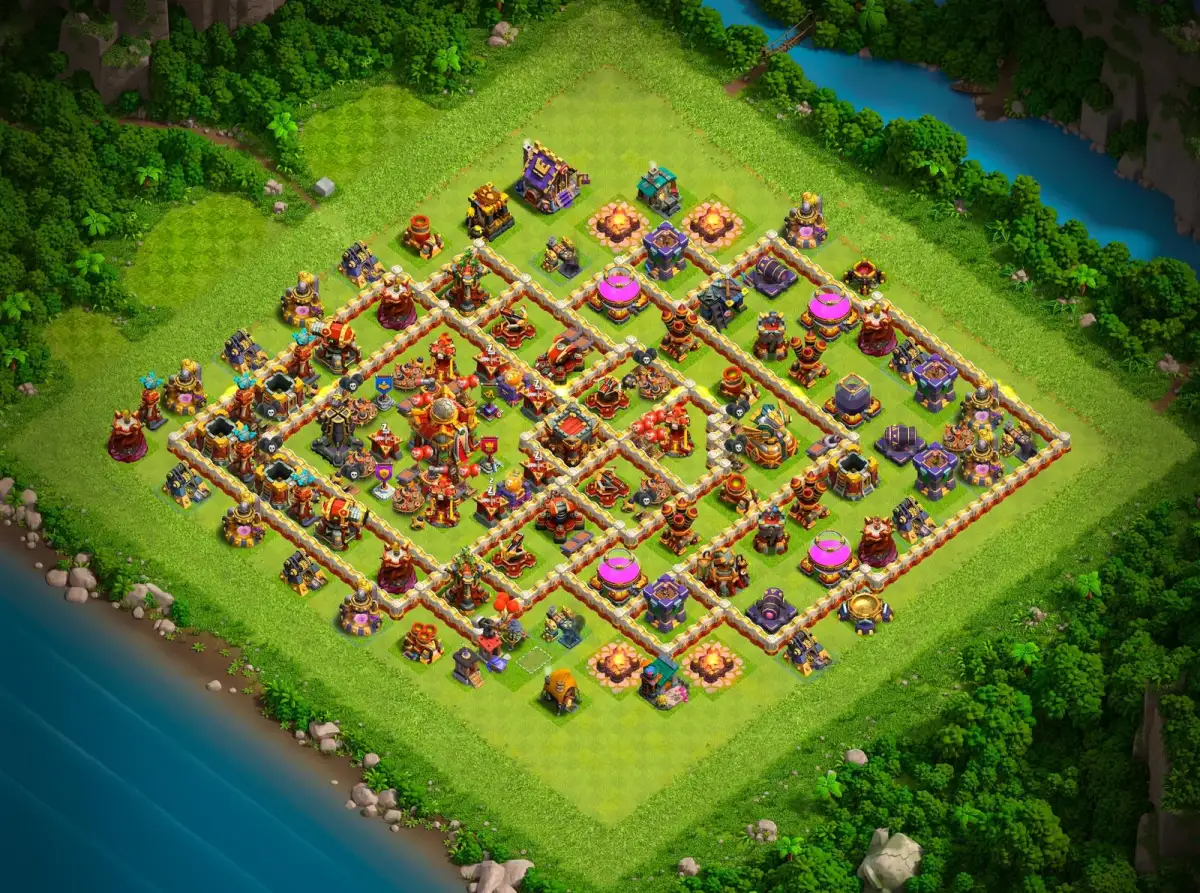 TH16 Hybrid Base for Clash of Clans | Strong Defense Copy Link