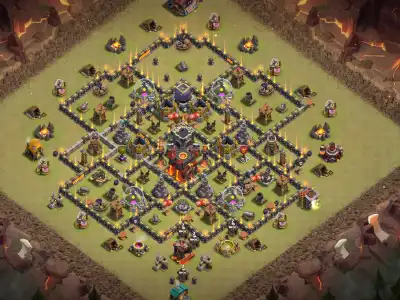 Layout TH10 War Base Anti Everything Hybrid Layout with Copy Link