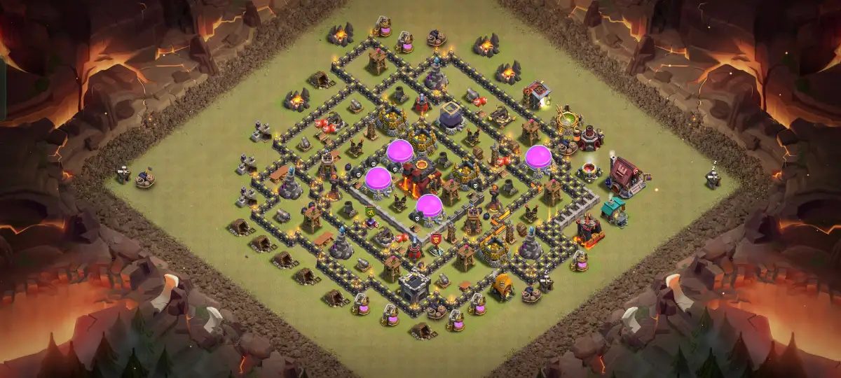 TH10 War Base Anti 2 Star and Dragon Defense Copy Link