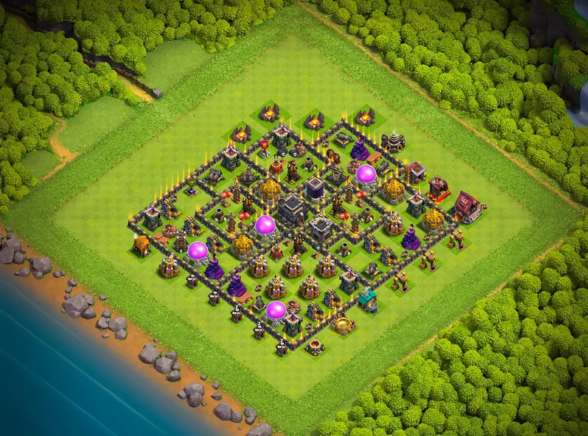 TH9 Farming Hybrid Base Layout for Clash of Clans Copy Link