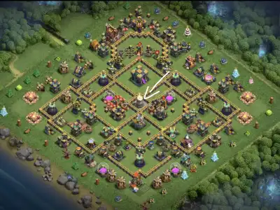 Layout TH14 War Badr Anti 3 Star Base for CoC Copy Link