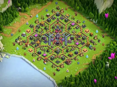 Layout TH15 Hybrid Base with Central Town Hall Defense