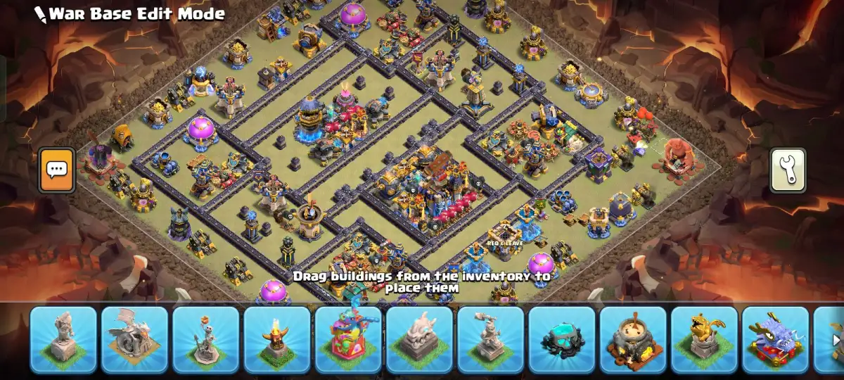 TH18 War Base with Central Town Hall and Anti 2 Star Core