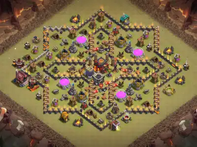 Layout TH10 Anti 2 Star War Base Layout with Tough Core Ring
