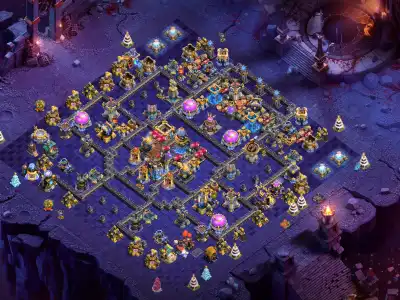 Layout TH18 War Base with Offset Core and Anti Air Pathing