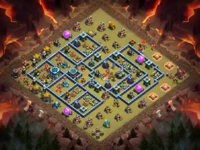 Layout TH13 War Base Anti 2 Star for clash of clans | war badr
