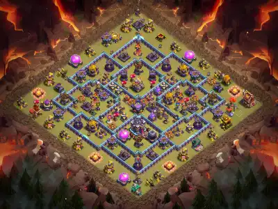 Layout TH15 War Base with Offset Town Hall and Ringed Core