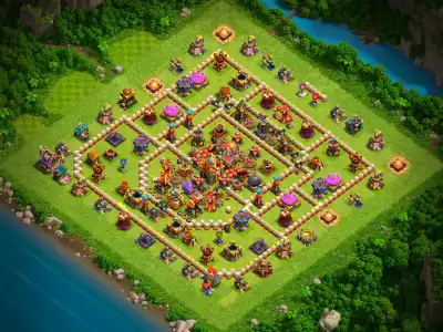 Layout TH16 Anti 2 Star Hybrid Base Layout for War and Farming
