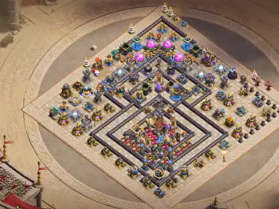 Layout TH18 War Base with Central Core and Anti Air Spread
