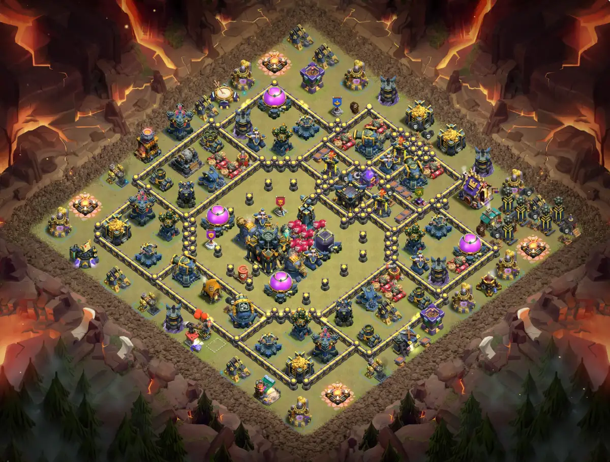 TH17 War Base Anti 3 Star Ring Layout with Copy Link