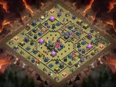 Layout TH17 War Base Anti 3 Star Ring Layout with Copy Link