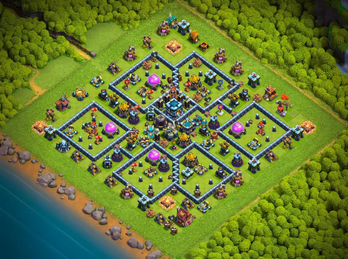 TH13 Anti 2 Star Hybrid Base Layout for War and Farming