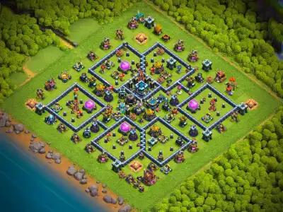 Layout TH13 Anti 2 Star Hybrid Base Layout for War and Farming