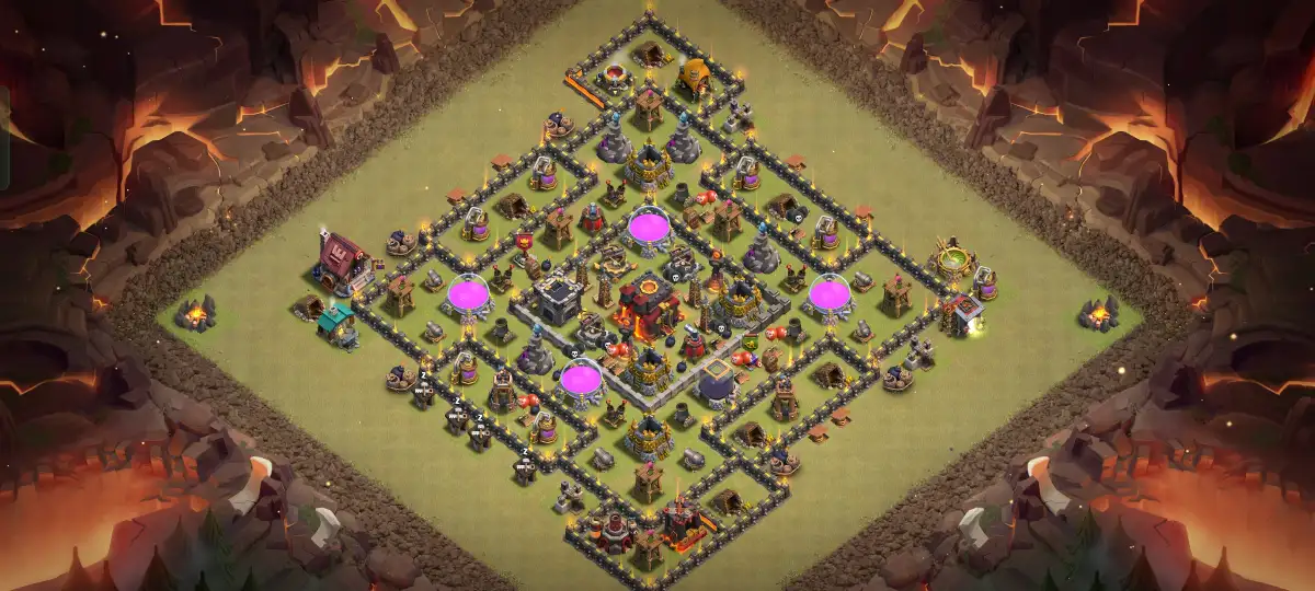 TH10 War Base Anti 2 Star Ring Layout with Copy Link