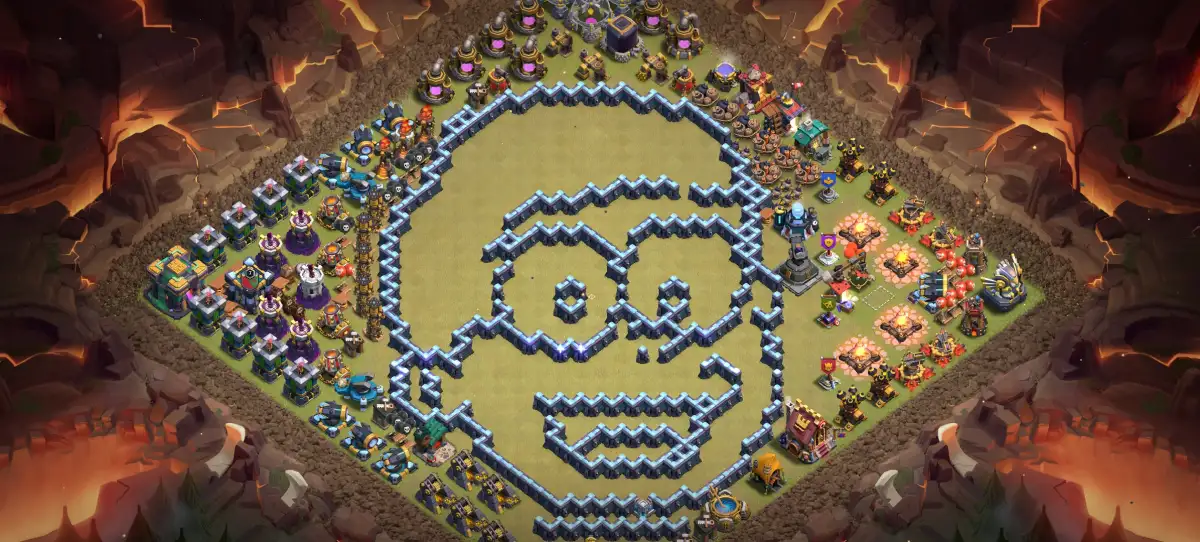 TH14 Troll Base Layout with Skull Face Copy Link