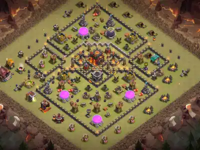 Layout TH10 War Hybrid Base Anti Dragon Layout with Copy Link