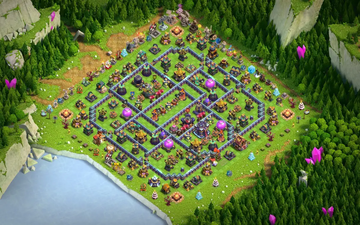 TH15 War Base with Offset Town Hall and Split Core