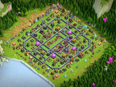 Layout TH15 War Base with Offset Town Hall and Split Core