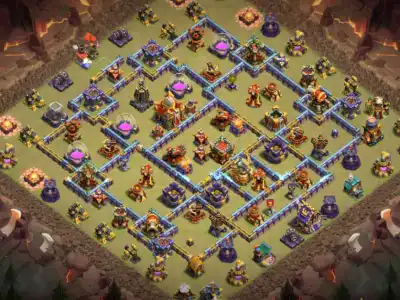 Layout TH16 War Base for Clash of Clans with Anti 2 Star Pathing