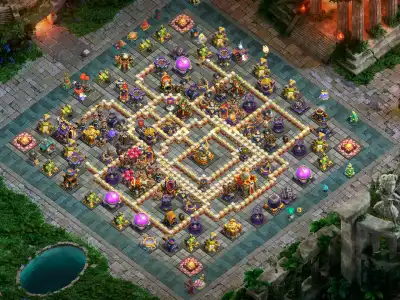 Layout TH16 Hybrid Farming Base for CoC Anti Electro Dragon Copy