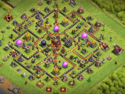 Layout TH10 Anti 3 Star Base with Central Infernos