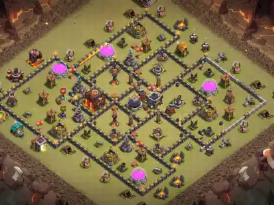 Layout TH10 War Hybrid Base Layout with Strong Core and Copy Link