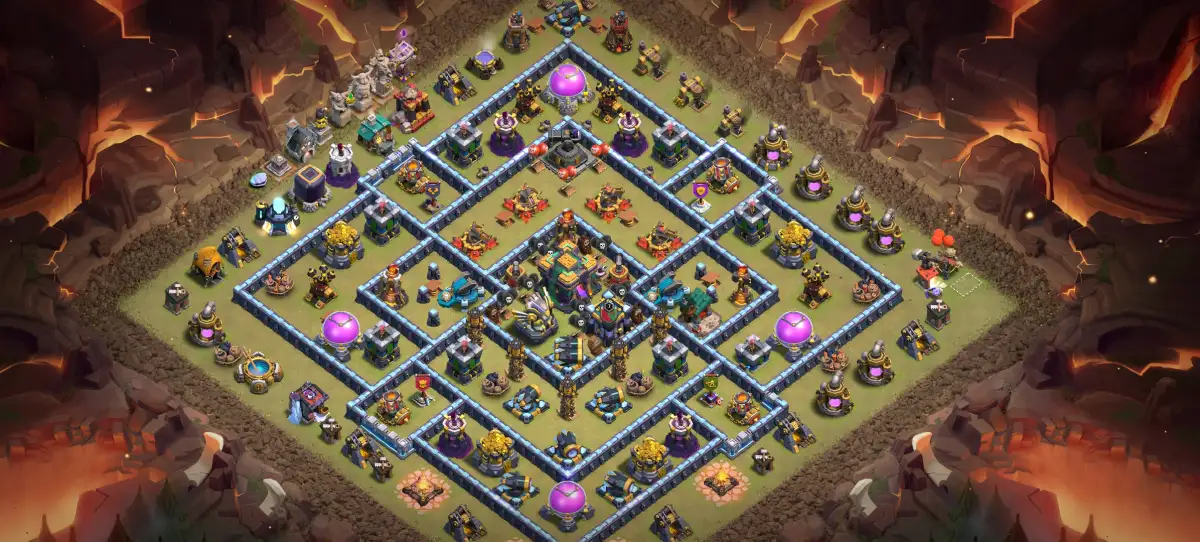 TH14 War Base for Clash of Clans with Anti 2 Star Ring