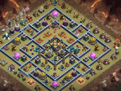 Layout TH14 War Base for Clash of Clans with Anti 2 Star Ring