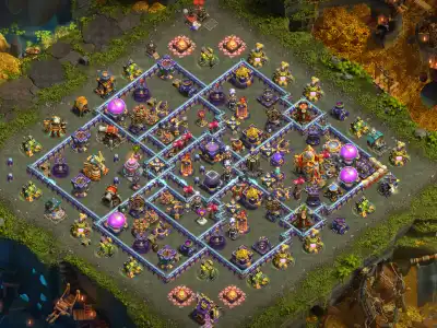 Layout TH16 War Base Anti 3 Star Layout with Tough Core Pathing