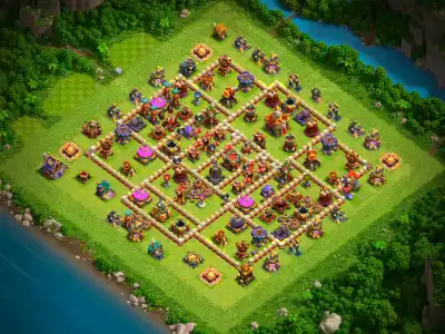 Layout TH16 Hybrid Base for Clash of Clans with Strong Core Defense