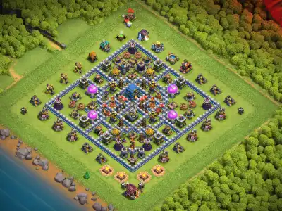 Layout TH12 Anti 3 Stars Hybrid with Central Town Hall