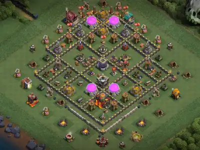 Layout TH10 Anti 3 Star War Base Layout | Strong vs Dragons