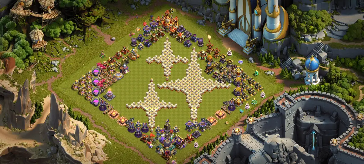 TH16 Farming Base for Coc with Open Legend League Ring